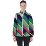 Abstract Geometric Design Pattern Women s High Neck Windbreaker