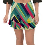 Abstract Geometric Design Pattern Fishtail Mini Chiffon Skirt