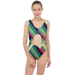 Abstract Geometric Design Pattern Center Cut Out Swimsuit