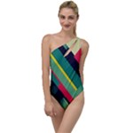 Abstract Geometric Design Pattern To One Side Swimsuit