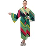 Abstract Geometric Design Pattern Maxi Velvet Kimono