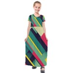 Abstract Geometric Design Pattern Kids  Short Sleeve Maxi Dress