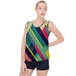 Abstract Geometric Design Pattern Bubble Hem Chiffon Tank Top