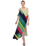 Abstract Geometric Design Pattern Maxi Chiffon Cover Up Dress