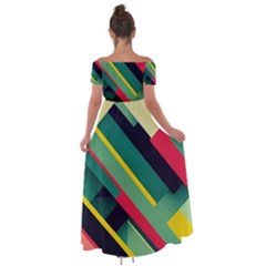 Off Shoulder Open Front Chiffon Dress 