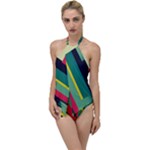 Abstract Geometric Design Pattern Go with the Flow One Piece Swimsuit