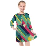 Abstract Geometric Design Pattern Kids  Quarter Sleeve Shirt Dress