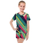 Abstract Geometric Design Pattern Kids  Mesh T-Shirt and Shorts Set