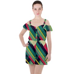 Ruffle Cut Out Chiffon Playsuit 