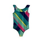 Abstract Geometric Design Pattern Kids  Frill Swimsuit