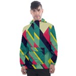 Abstract Geometric Design Pattern Men s Front Pocket Pullover Windbreaker