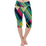 Abstract Geometric Design Pattern Lightweight Velour Cropped Yoga Leggings