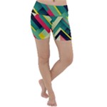 Abstract Geometric Design Pattern Lightweight Velour Yoga Shorts