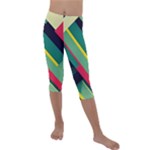 Abstract Geometric Design Pattern Kids  Lightweight Velour Capri Leggings 