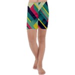 Abstract Geometric Design Pattern Kids  Lightweight Velour Capri Yoga Leggings