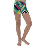 Abstract Geometric Design Pattern Kids  Lightweight Velour Yoga Shorts