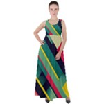 Abstract Geometric Design Pattern Empire Waist Velour Maxi Dress