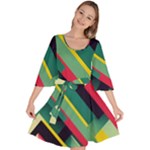 Abstract Geometric Design Pattern Velour Kimono Dress