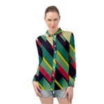 Abstract Geometric Design Pattern Long Sleeve Chiffon Shirt