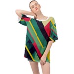 Abstract Geometric Design Pattern Oversized Chiffon Top