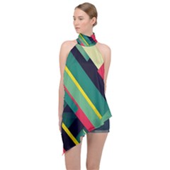 Halter Asymmetric Satin Top 