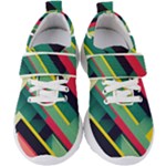 Abstract Geometric Design Pattern Kids  Velcro Strap Shoes