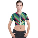 Abstract Geometric Design Pattern Short Sleeve Cropped Jacket