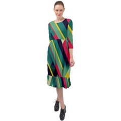Ruffle End Midi Chiffon Dress 