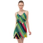 Abstract Geometric Design Pattern Summer Time Chiffon Dress