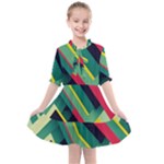 Abstract Geometric Design Pattern Kids  All Frills Chiffon Dress
