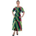 Abstract Geometric Design Pattern Shoulder Straps Boho Maxi Dress 
