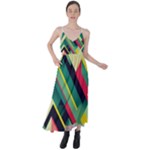 Abstract Geometric Design Pattern Tie Back Maxi Dress