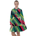Abstract Geometric Design Pattern All Frills Chiffon Dress