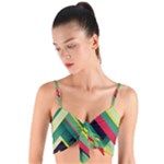 Abstract Geometric Design Pattern Woven Tie Front Bralet