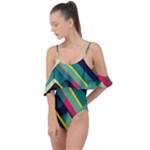 Abstract Geometric Design Pattern Drape Piece Swimsuit