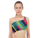Abstract Geometric Design Pattern Spliced Up Bikini Top 