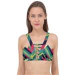 Abstract Geometric Design Pattern Cage Up Bikini Top