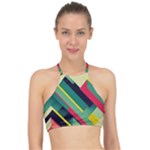 Abstract Geometric Design Pattern Halter Bikini Top