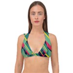 Abstract Geometric Design Pattern Double Strap Halter Bikini Top
