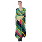 Abstract Geometric Design Pattern Button Up Maxi Dress