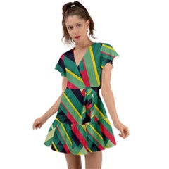 Flutter Sleeve Wrap Dress 