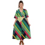 Abstract Geometric Design Pattern Kimono Sleeve Boho Dress
