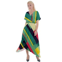 Cross Front Sharkbite Hem Maxi Dress 