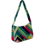Abstract Geometric Design Pattern Zip Up Shoulder Bag