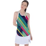 Abstract Geometric Design Pattern Racer Back Mesh Tank Top