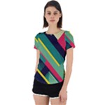 Abstract Geometric Design Pattern Back Cut Out Sport T-Shirt