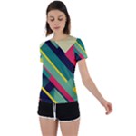 Abstract Geometric Design Pattern Back Circle Cutout Sports T-Shirt