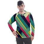 Abstract Geometric Design Pattern Men s Pique Long Sleeve T-Shirt