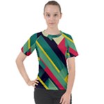 Abstract Geometric Design Pattern Women s Sport Raglan T-Shirt