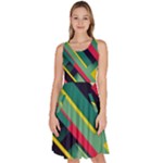 Abstract Geometric Design Pattern Knee Length Skater Dress With Pockets